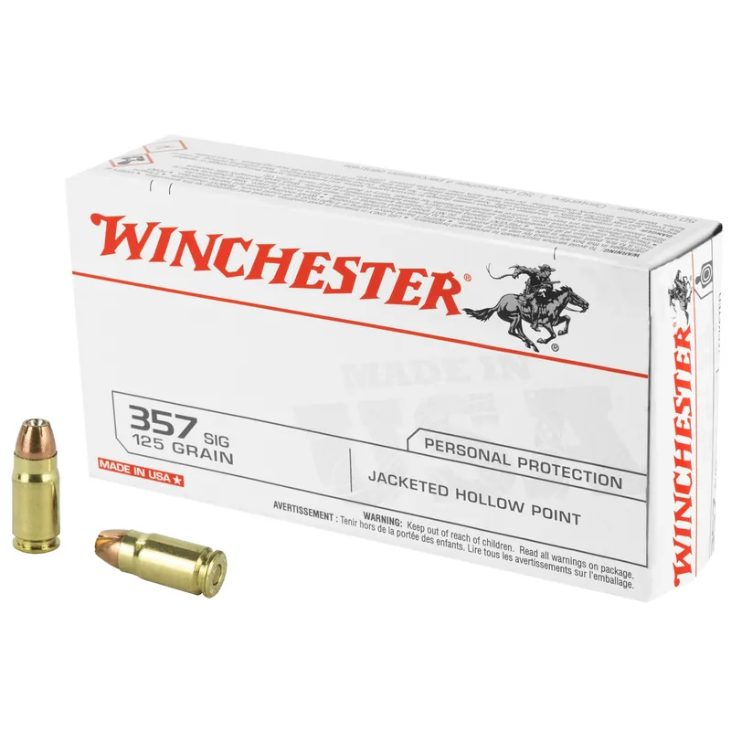 Winchester USA White Box .357 SIG 125gr Jacketed Hollow Point Handgun Ammo 50 Rounds USA357SJHP