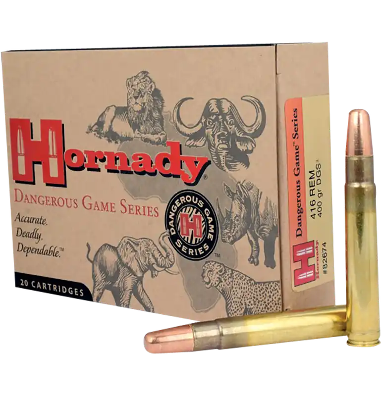 Hornady Dangerous Game .416 Remington Magnum 400gr DGS Solid Rifle Ammo, 20 Rounds/Box 82674