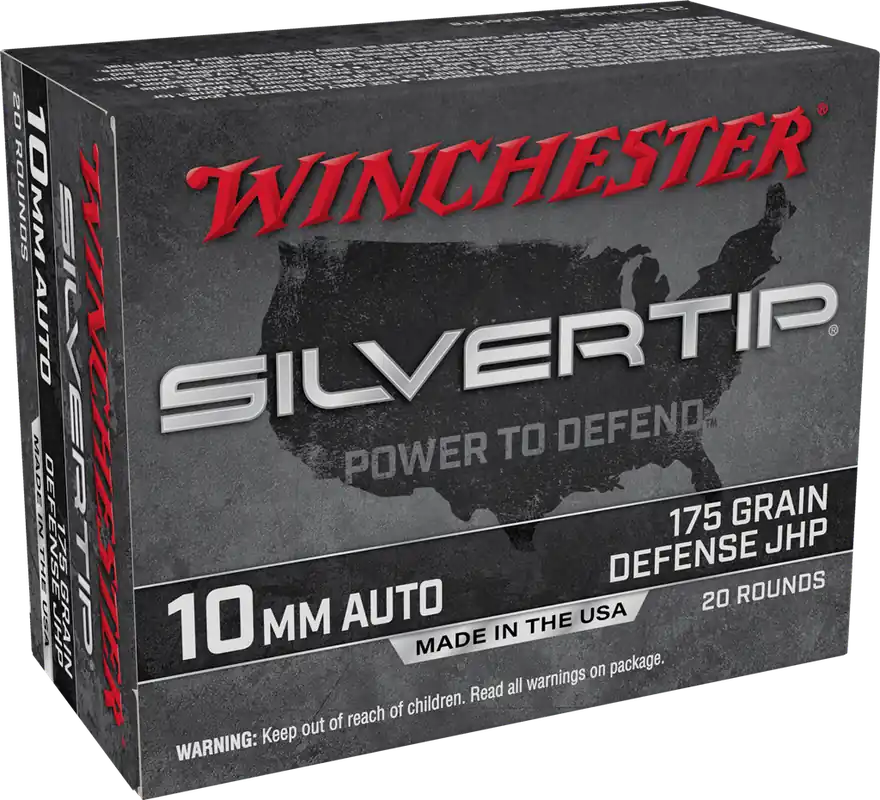 Winchester Ammo Silvertip Defense 10mm Auto 175gr Jacketed Hollow Point Ammo, 20-Rd Box W10MMST