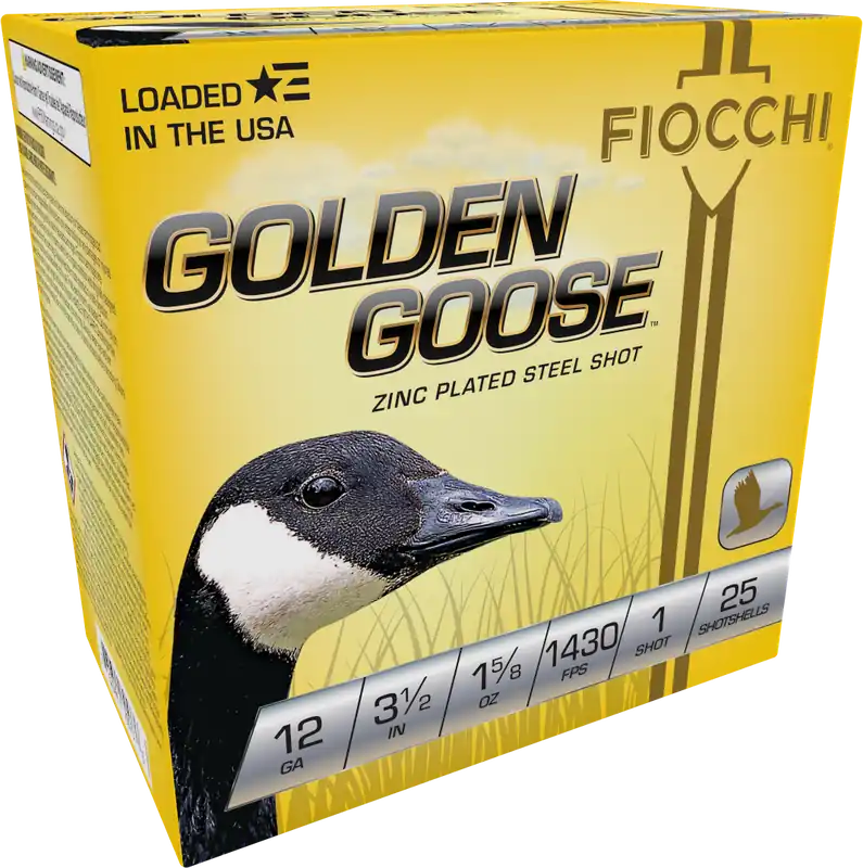 Fiocchi Golden Goose 12 Gauge 3-1/2in 1 Zinc-Plated Steel Shot 1-5/8oz 25rd 1235GG1