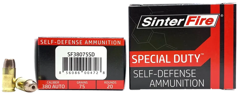 SINTERFIRE INC Special Duty .380 ACP 75gr Lead-Free Frangible Hollow Point Ammo 20rd Box SF38075SD