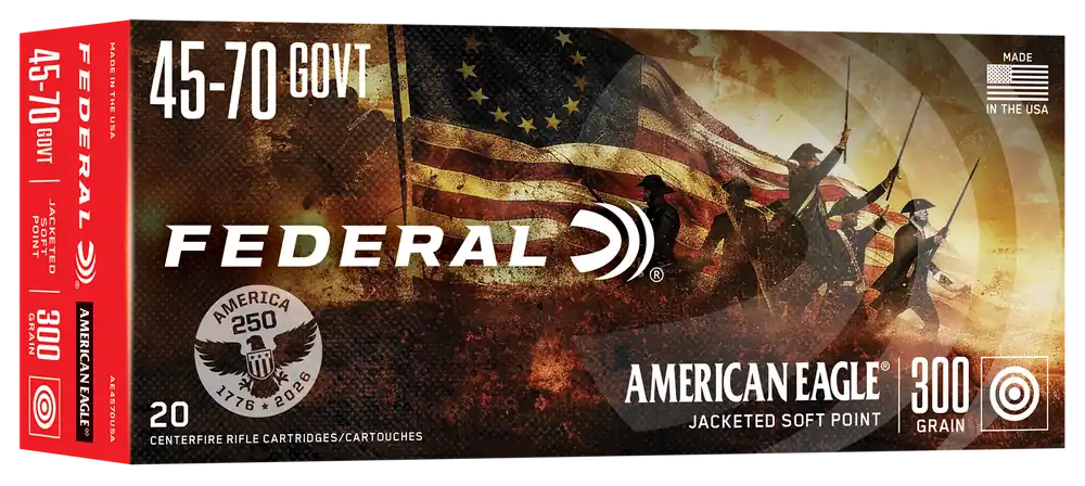 Federal American Eagle .45-70 Government 300 Grain Jacketed Soft Point Rifle Ammo 20 Rounds AE4570USA