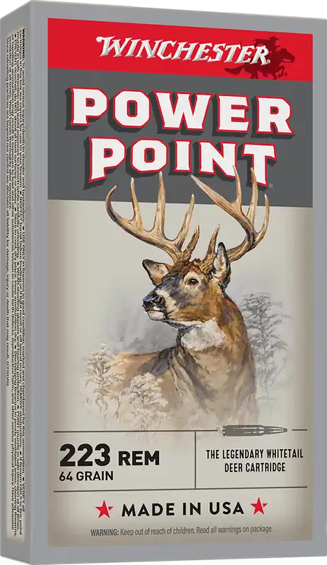 Winchester Ammo Power-Point .223 Remington 64gr Rifle Ammo, 20 Rounds/Box (X223R2)