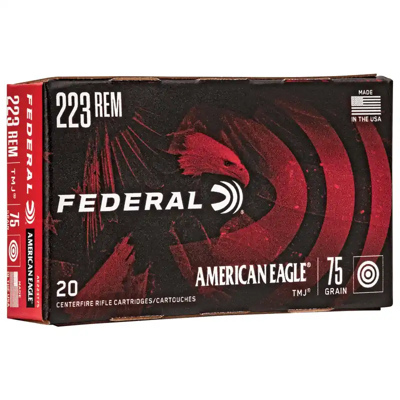 Federal American Eagle .223 Remington 75gr Total Metal Jacket Rifle Ammo 20rd Box AE223T75
