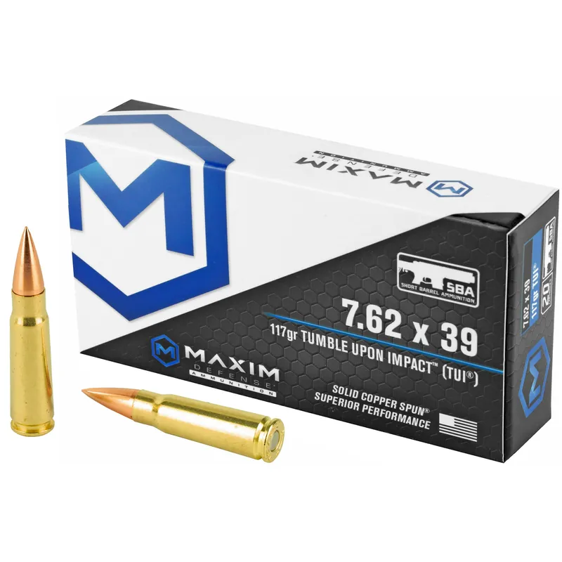 Maxim Defense Industries SBA 7.62x39mm 117gr TUI Solid Copper Rifle Ammo, MXM-49003