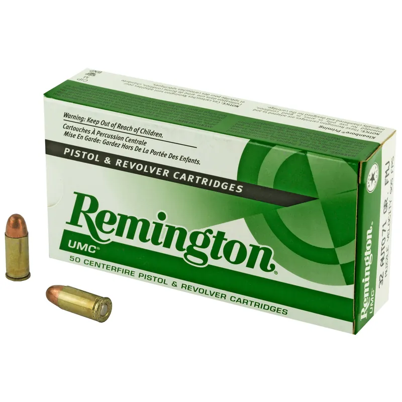 Remington UMC .32 ACP 71gr FMJ Centerfire Handgun Ammo, 50-Round Box, 905 fps 23704