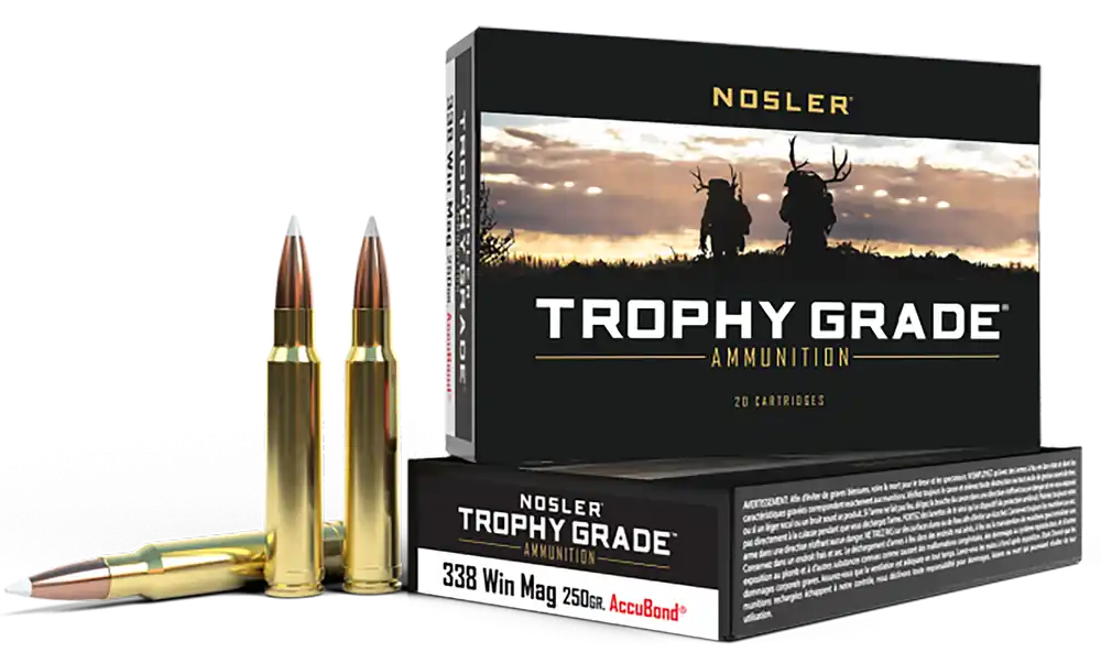 Nosler Trophy Grade .338 Winchester Magnum 250gr AccuBond Bonded Polymer Tip Ammo 60086