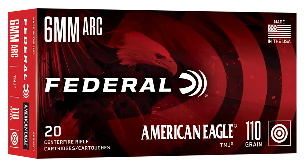 Federal American Eagle 6mm ARC Rifle Ammunition 110gr Total Metal Jacket, 20-Round Box AE6ARC1