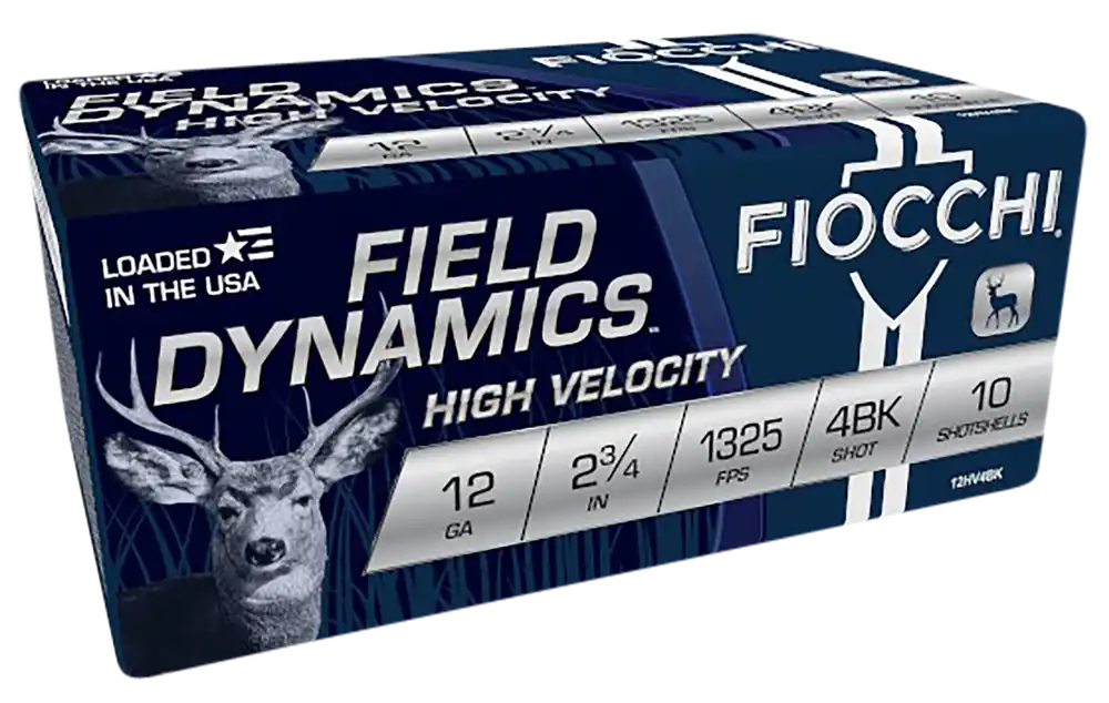 Fiocchi Field Dynamics High Velocity 12 Gauge 2.75in 4 Nickel Buckshot 27 Pellets 12HV4BK