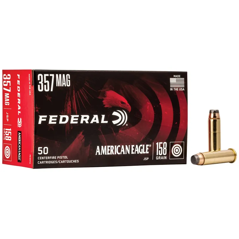 Federal American Eagle .357 Magnum 158 Grain Jacketed Soft Point Target Ammo, 50 Rounds AE357A