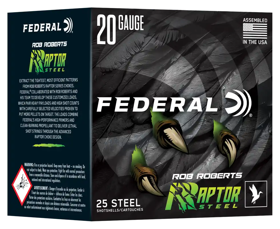 Federal Rob Roberts Raptor Steel 20 Gauge 3in 1oz 4 Waterfowl Shotshells 25rd RRS2094