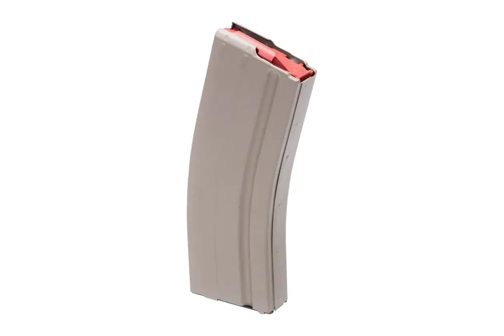 ASC 6mm ARC AR-15 Stainless Steel Magazine, FDE Marlube, Red Follower, 25-Round ASC256MMSSFDEREDASC