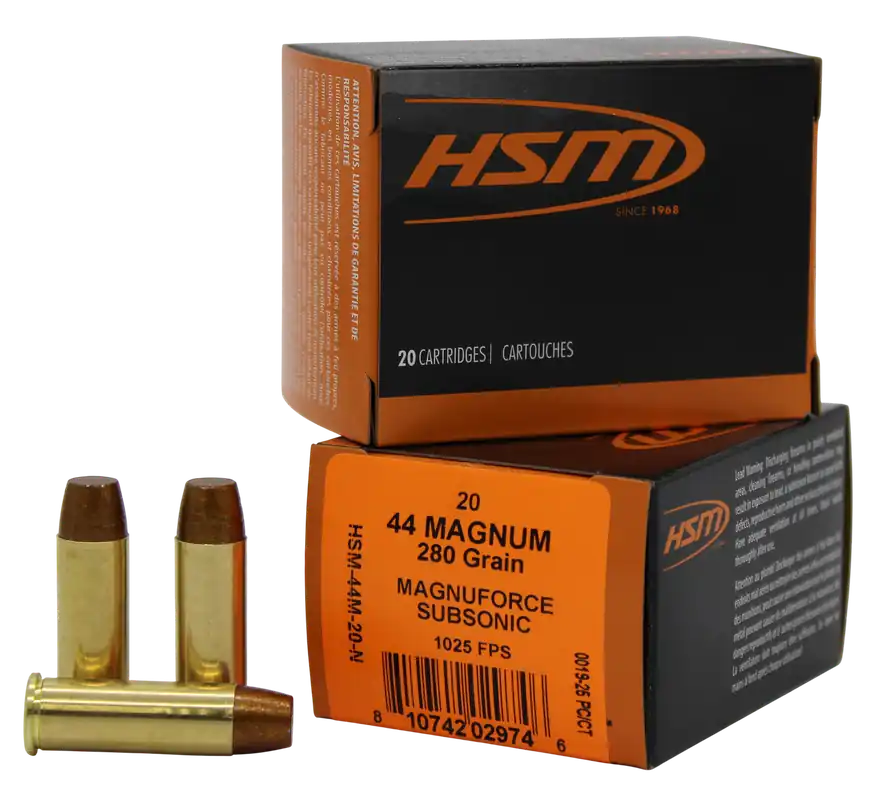 HSM Magnuforce Subsonic .44 Remington Magnum 280gr Hard Cast Flat Nose Ammo (20rd) 44M20N