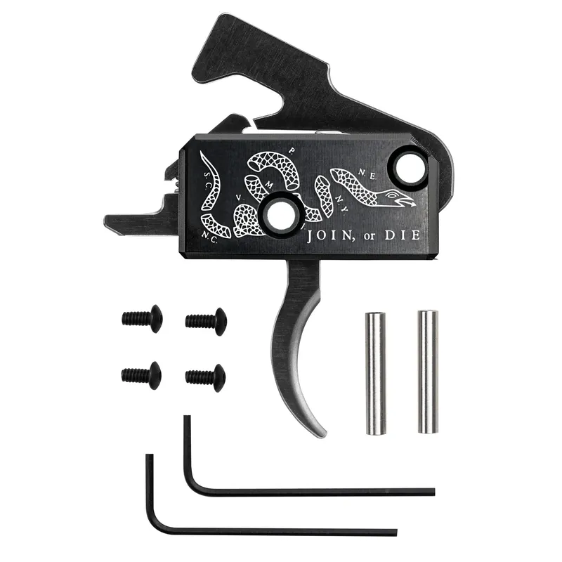 Rise Armament RA-140 Super Sporting Single-Stage Drop-In AR Trigger, Curved ‘Join or Die‘ RA-140-JOD