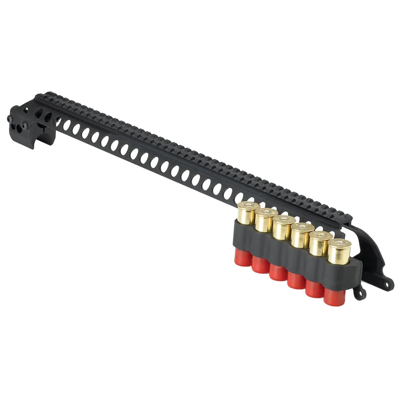 Mesa Tactical SureShell Saddle Rail 20in w/ 6-Shell 12 Gauge Carrier, Picatinny Mag Clamp 92130