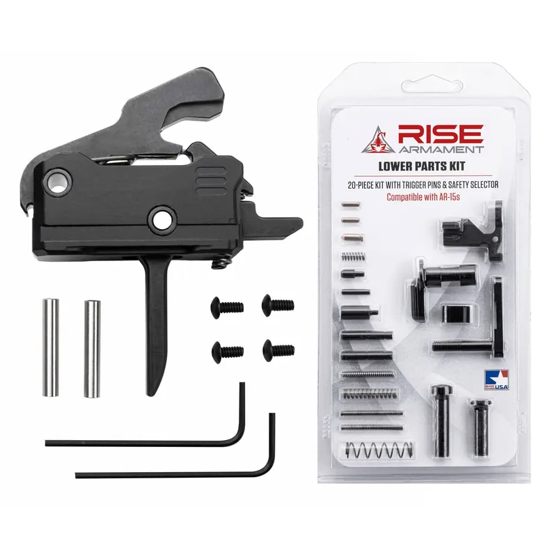 Rise Armament Rave 140 Single-Stage Flat AR-15 Trigger w/ Lower Parts Kit, 3.5 lb Pull T017F-12003