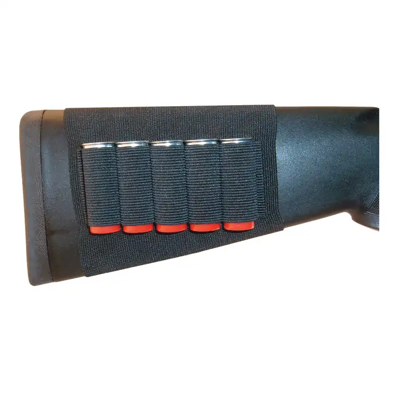 GrovTec Buttstock Shotgun Shell Holder, 5-Round Elastic Loops, Slip-On Stock, Black GTAC82