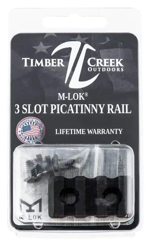 Timber Creek Outdoors M-LOK 3-Slot Picatinny Rail Section, Black Anodized M3SPRBL