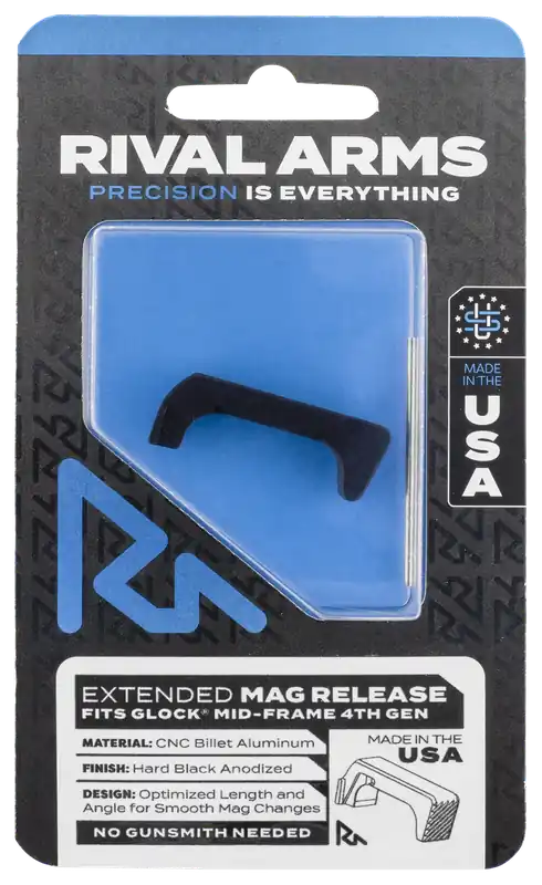 Rival Arms Extended Magazine Release for Glock Gen4, Hard Black Anodized CNC Aluminum RA72G002A
