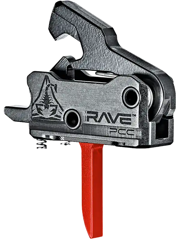 Rise Armament Rave Flat Single-Stage Trigger for Pistol Caliber Carbine AR9, Black/Red T017FPCCRED