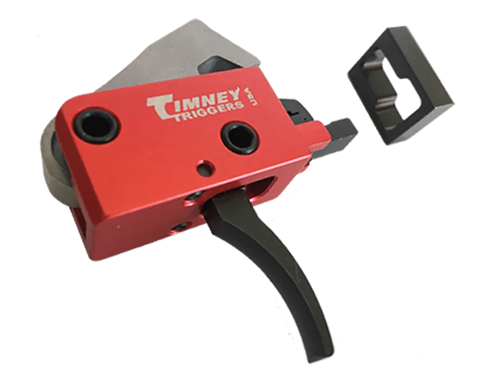Timney Triggers AR PCC Drop-In Two-Stage Curved Trigger, 2 lb Pull, Black/Red Finish 682