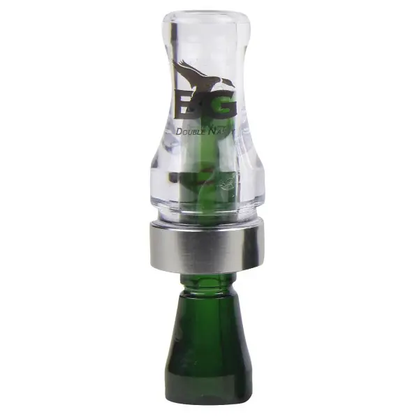 Clear and Camo Green Double Nasty Poly Double Reed Duck Call by Buck Gardner