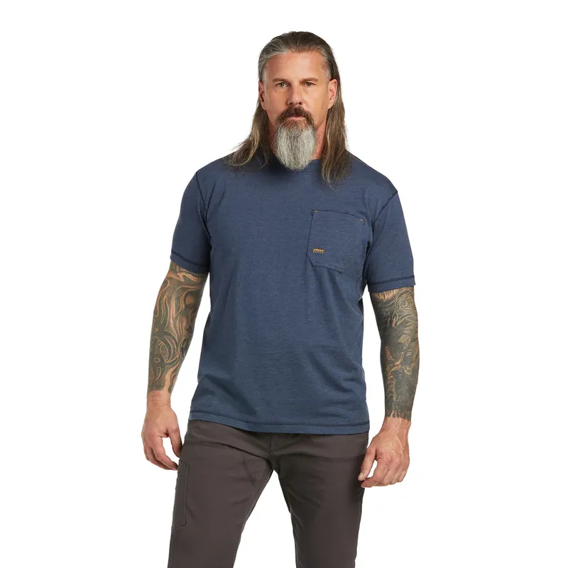 Rebar Workman Tee Shirt in Heather Blue by Ariat