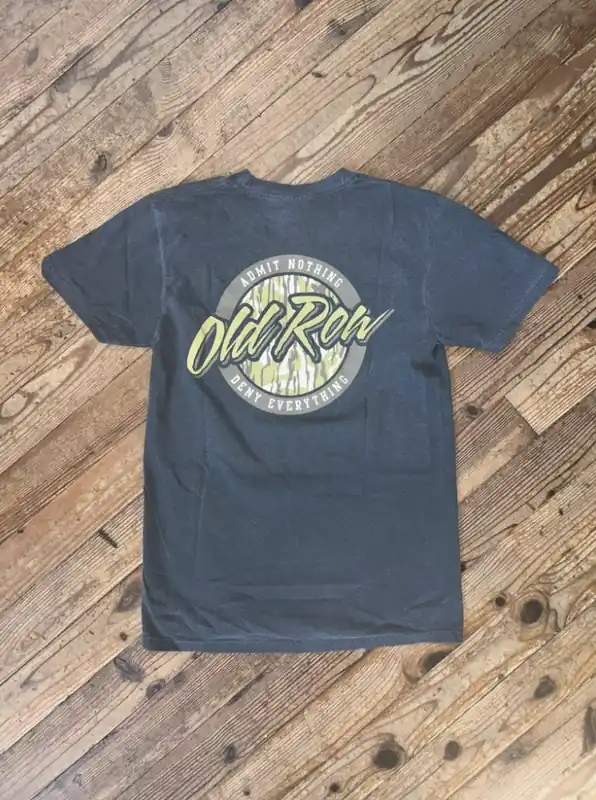 Outdoors 80s Camo Circle Short Sleeve Tee Shirt in Charcoal by Old Row