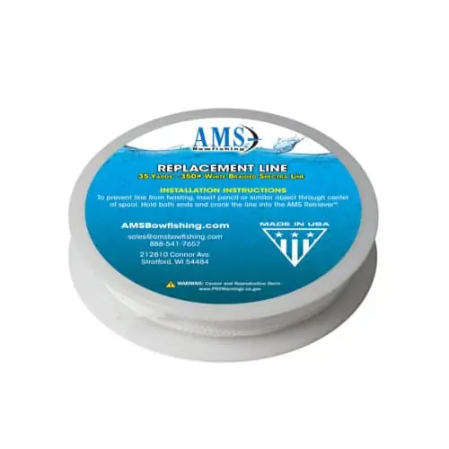 35 Yard 300 Pound Braided Spectra Bowfishing Line in White by AMS Bowfishing