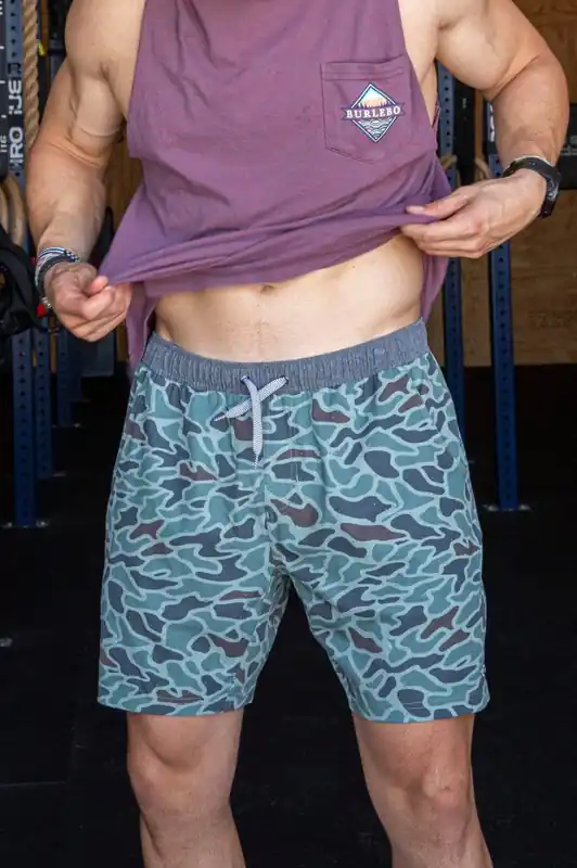 Athletic Shorts in Retro Duck Camo by Burlebo
