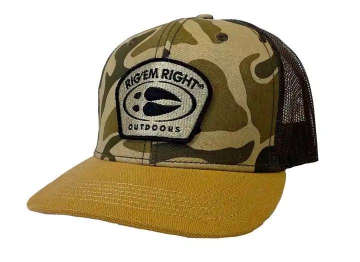 Adult Old School Camo Hoof Logo Mid Pro Snapback Cap by Rig Em Right
