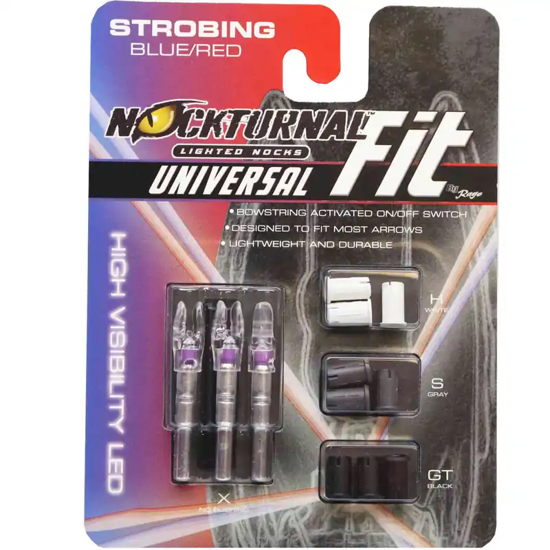 3 Pack Red & Blue Strobing FIT Universal Size Lighted Nocks by Nockturnal