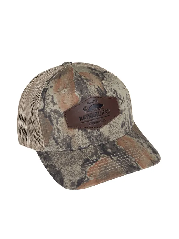 Natural Mid Pro Trucker Mesh Leather Patch Cap by Natural Gear