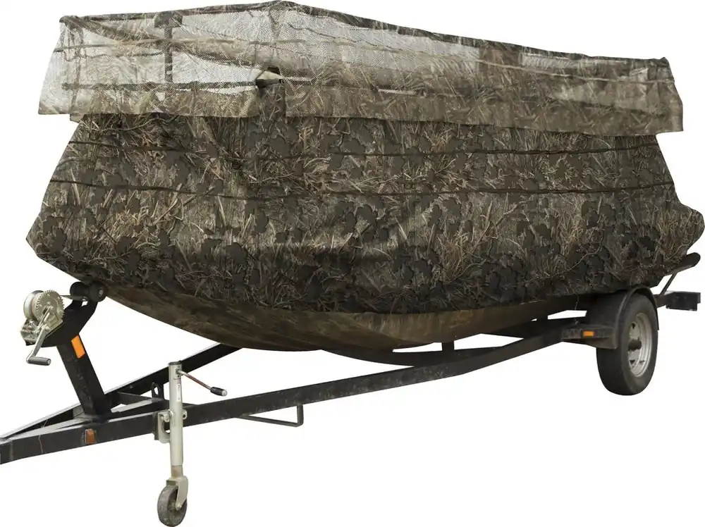 Ghillie Boat Blind with No Shadow Bottom by Drake