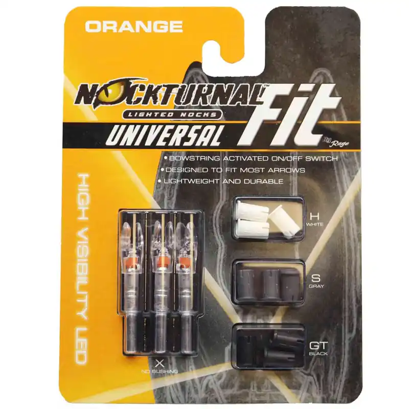 3 Pack Orange FIT Universal Size Lighted Nocks by Nockturnal