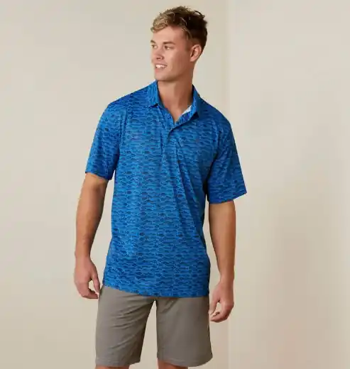 All Over Print Short Sleeve Polo Shirt in Cendre Blue by Ariat