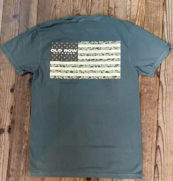 Outdoors 80s Camo Flag Short Sleeve Tee Shirt by Old Row