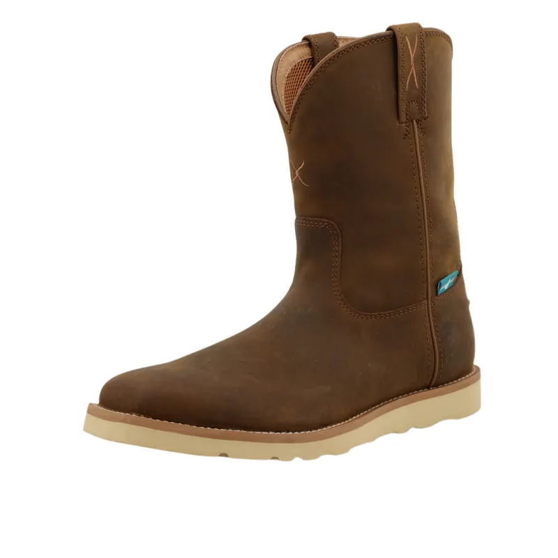 Men‘s 10 Inch Work Pull On Wedge Sole Leather Boots by Twisted X