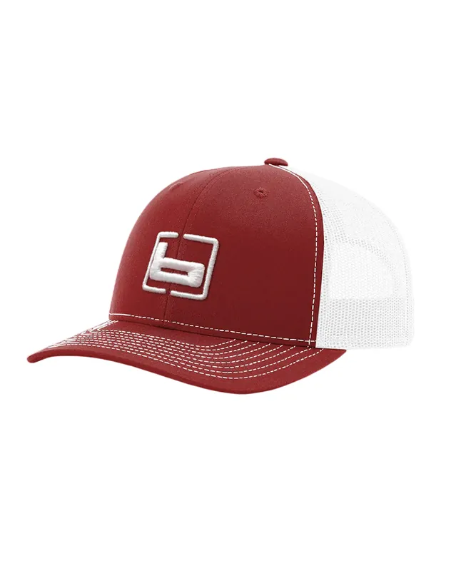 Men‘s Cardinal Red & White Trucker Mesh Snapback Cap by Banded