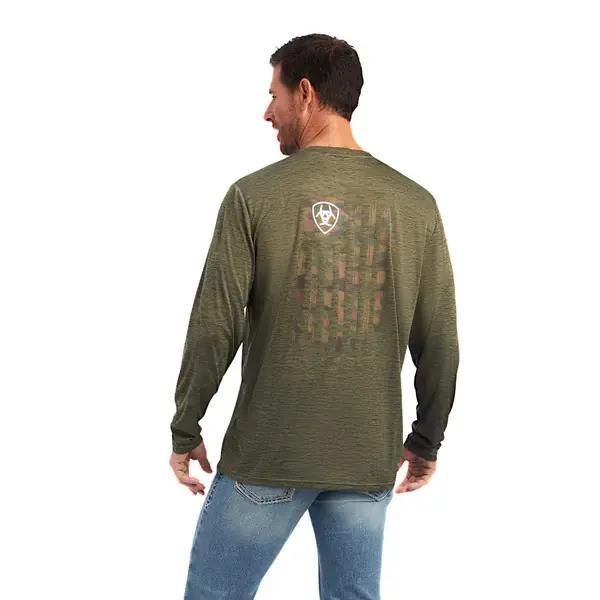 Charger Camo Flag Tee Shirt in Olive by Ariat