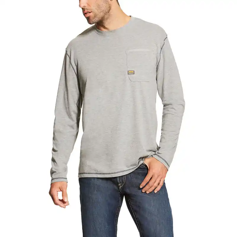 Ariat Rebar Workman L/S Tee- Heather Grey