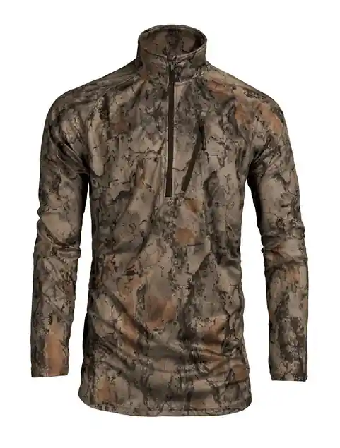 Lightweight Hooded Quarter Zip Camo Top by Natural Gear