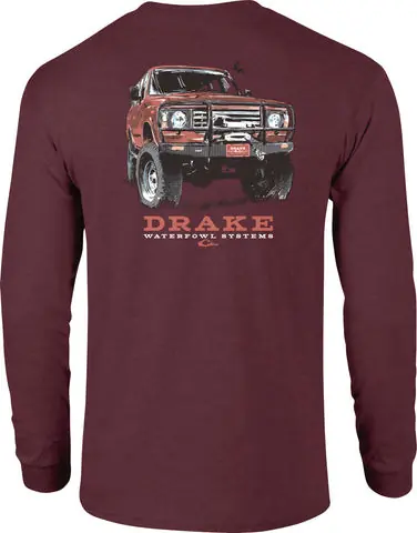 Red 4X4 Long Sleeve Tee by Drake Waterfowl