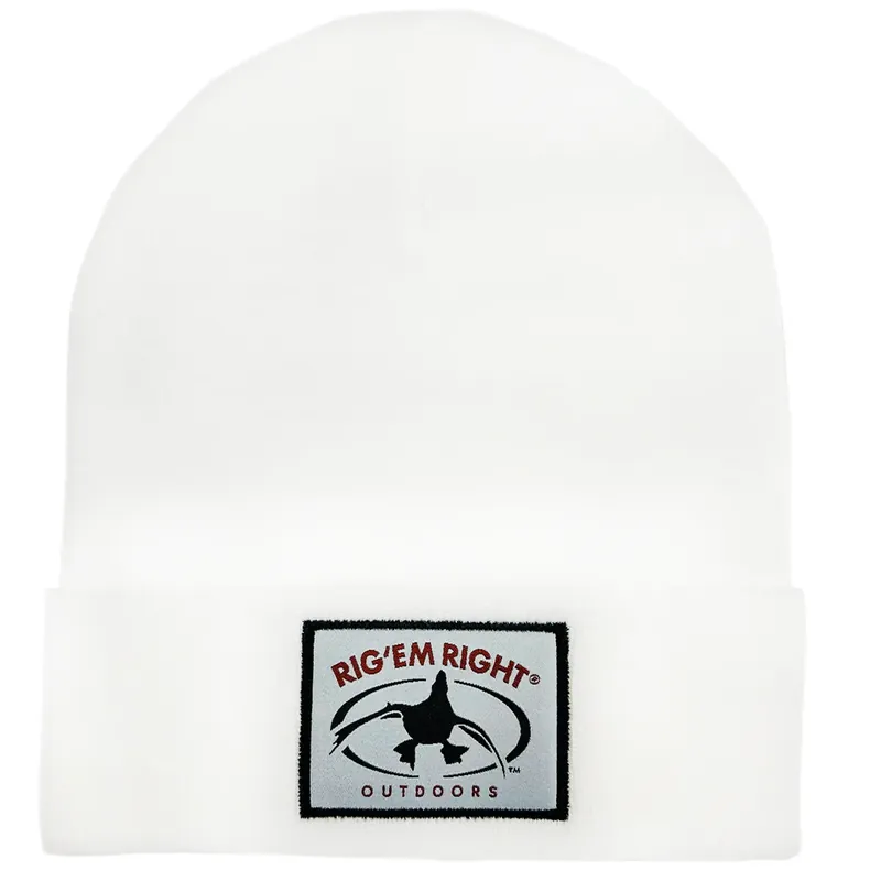 Adult Solid White Beanie by Rig Em Right