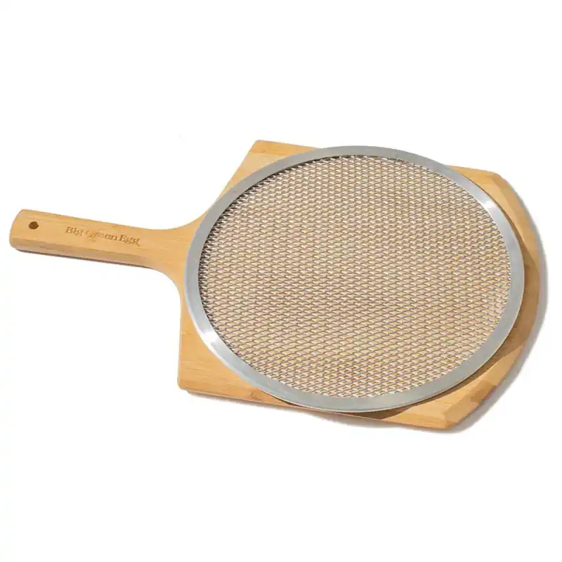 Bamboo Pizza Peel and Aluminum Pizza Screen by Big Green Egg