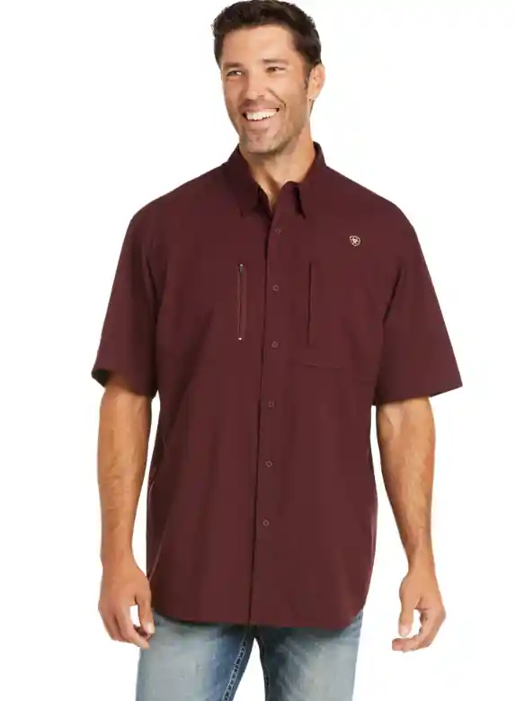 VenTTEK Button Up Tee Shirt in Malbec by Ariat