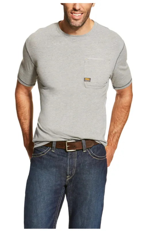 Rebar Workman Short Sleeve Tee Shirt in Heather Gray by Ariat
