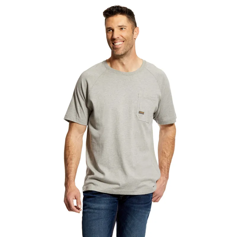 Rebar Cotton Strong Tee Shirt in Heather Grey by Ariat
