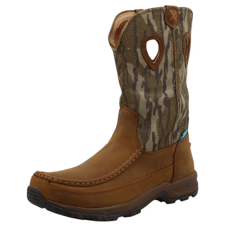 Men‘s 11 Inch Mossy Oak Bottomland Leather Pull On Hiker Boots by Twisted X