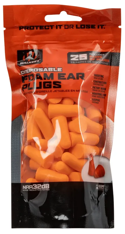 25 Pack Foam Ear Plugs by Walker‘s Game Ear